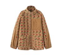 Générique Veste Polaire Femme Floral Hiver Manteau Teddy Zippé Doux Douillet Cardigan Sherpa Chaude avec Poches Blouson Polaire Épais Col Montant Manches Longues Décontracté Anti-Vent Marron L