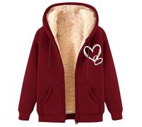 Générique Veste Polaire Femme Hiver Chaud Zippée Manteau Sweats à Capuche Los Angeles Blouson Doublure Hoodie Sweatshirt pour Automne Hiver Veste Polaire Femme