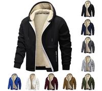 Générique Veste Polaire Homme avec Capuche et Fermeture Éclair Blouson d'Hiver Uni Chaud Veste à Capuche Décontractée avec Poches et Cordon pour Usage Quotidien