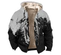 Générique Veste Polaire Homme Manteau polaire à capuche Age Norse Mythology pour un pull d'extérieur chaud et de poids moyen(Grey,XL)