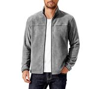 Générique Veste Polaire Homme Peluche sans Capuche Zippé Blouson Automne Hiver Chaud Vestes Décontractée Comfort Col Mao Manteau Manches Longues Résistante avec Poches Uni Jacket Gris S