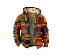 Générique Veste Polaire Homme, Veste Polaire Zippée À Capuche pour Homme, Décontractée, Doublée Sherpa, Motif Écossais, Sweat À Capuche, Chaud pour l'hiver, Manteau Épais avec Poches, Oran