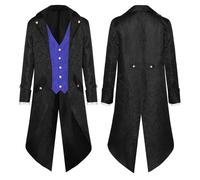 Générique Veste Queue De Pie Homme Longue Gothique Retro Veste Victorienne Steampunk Manteau Medieval Renaissance Uniforme Frac Costume Pirate Homme Cosplay Fête Costumée