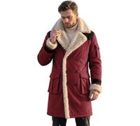 Générique Veste Running Homme ImperméAble,Manteau Homme En Similicuir Croisé Mi-Long Veste D'Hiver DoubléE Revers Trench-Coat Chaud Et éPais Avec Poches