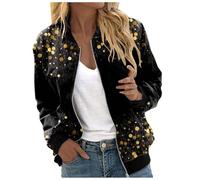 Générique Veste Sequins Femme,Veste Cardigan DéContracté Imprimé Ouvert sur Le Devant Manches Longues Coupe Ample Confortable VêTement D'ExtéRieur (Black M)