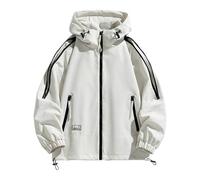 Générique Veste Softshell Homme Blouson de Travail à Capuche Cargo Manteau Manche Longue Chaud Coupe-Vent Couleur Unie Décontracté Trench-Coat Basique Survêtement Doux Sportswear Vêtements Blanc XXL