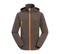 Générique Veste Softshell Homme Casual Blouson De Travail Respirante Cargo Manteau avec Fermeture Éclair Legere Trench-Coat Basique Coupe-Vent Couleur Unie Décontracté Survêtement Vêtements Café XXL