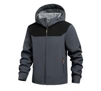Générique Veste Softshell Homme ImperméAble Polaire capuche Vent Col Montant Respirante Bicolore éLastique RéSistant à L’Usure (FR/ES, Alpha/lettres, TG, Taille normale, Taille normale, Grey)