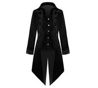 Générique Veste Steampunk pour Homme,Veste Gothique Homme Steampunk Costume Medieval Uniforme Col Montant avec Queue-De-Morue Manteau RéTro Imprimé RéTro VêTements MéDiéVaux