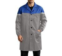Générique Veste Travail Manches Longues ImperméAble Pour Hommes Adultes Mecanique Blouse De Travail Style Color-Block Grand Taille Blouse Boutonné D'Atelier De Laboratoire De Col Rabattu LéGers Homme