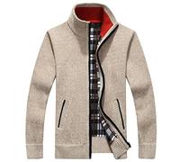 Générique Veste Tricot Homme Laine Polaire sans Capuche Zippé Vestes Col Mao Bombers Veste Décontracté Léger Blouson Grande Taille Manches Longues Automne Hiver Jacket Kaki L