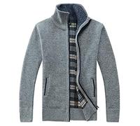 Générique Veste Tricot Homme Laine Polaire sans Capuche Zippé Vestes Col Mao Bombers Veste Décontracté Léger Blouson Grande Taille Manches Longues Automne Hiver Jacket Gris 3XL