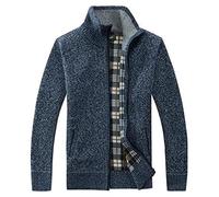 Générique Veste Tricot Homme Laine Polaire sans Capuche Zippé Vestes Col Mao Bombers Veste Décontracté Léger Blouson Grande Taille Manches Longues Automne Hiver Jacket Bleu XL