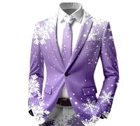 Générique Vestes De Noël pour Hommes - Veste De Noel Homme Veste imprimée de Vacances Tenue de fête Manteau décontracté élégant pour la déclaration de Mode d'hiver pour (Light Purple L)