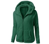 Générique Vestes en polaire moelleuse pour femme avec fermeture éclair intégrale doux et confortable manteau d'hiver épais et chaud en sherpa uni à capuche avec poches pour femme Couleur unie