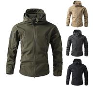 Générique Vestes imperméables pour hommes Manteau à capuche décontracté Softshell doublé polaire Vestes de course Tactique Travail militaire Pêche Chasse Escalade