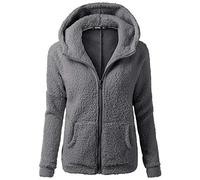 Générique Vestes pour Femme Manche Longue Polaire Moelleuse Veste à Capuche Couleur Unie Chaud Hoodie avec Fermeture Éclair Intégrale Grandes Tailles Vestes avec Polyvalent Poches