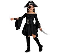 Générique Vestito Casual Alla Moda per bambine Con spalle scoperte e Orlo arricciato, Abito estivo da Gioco per l'isola (Black, 4-5 Years)