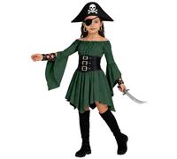 Générique Vestito Casual Alla Moda per bambine Con spalle scoperte e Orlo arricciato, Abito estivo da Gioco per l'isola (Green, 4-5 Years)