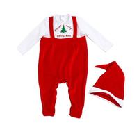 Générique Vetement Bebe Garçon Noel,Ensemble Fille 6 Mois Hiver Combinaison Garcon Costume Bapteme Déguisement Carnaval Hauts Pantalons Chapeau Chaussettes + Casquette (e#Dark Vert,12-24 Mois)