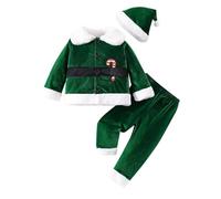 Générique Vetement Bebe Garçon Noel,Ensemble Fille 6 Mois Hiver Combinaison Garcon Costume Bapteme Déguisement Carnaval Hauts Pantalons Chapeau Chaussettes + Casquette (f#Vert,18-24 Mois)