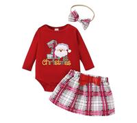 Générique Vetement Bebe Noel Garcon Combinaison Hiver Ensemble Garçon 0 3 Mois Barboteuse Costume Chapeau Rayé Pantalon Déguisement Père Noël Tenue Bébé Fille (Rouge #2,12-18 mois)
