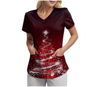 Générique Vêtement Décontracté De Noël Coton Doux T Shirt Féminin Agréable À Porter Décontracté Le Haut Confortable pour Une Soirée Cocooning en Hiver Ou Un Look pour Noël