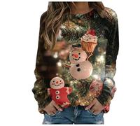 Générique Vêtement Décontracté Femme Sweat Femme Polaire Confortable Flocage Velours Style Oversized Casual Sweat Shirt sans Capuche pour Calendrier De L'avent Sortie Shopping