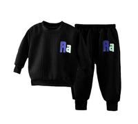 Générique Vetement Enfant,Boys Long Sleeve Color Block Sweatshirt & Sweatpants Toddler Boy Fall Winter 2 Piece Outfit (Black 18-24 Months)