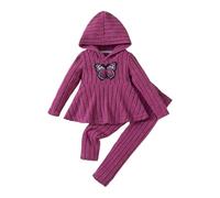 Générique Vetement Enfant Fille Ensemble Adorable pour Fille Composé d'un Sweat Shirt à Capuche Brodé De Papillons Et d'un Pantalon (18 Months)