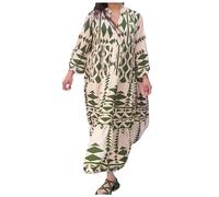 Générique Vetement Femme Chic Robes Longue décontractée pour Femmes modèle plissé col en V Style Boho Robes Maxi Confortable pour Occasions Robes Fluide idéale pour l'été et Les Vacances (Green, XL)