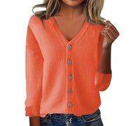 Générique Vetement Femme,Pull Femme col v,Womens Cardigan Sweaters Button Down V Neck Knit Sweater Lightweight Comfy Open Front Cardigan Coats W/Pockets Chandails Blancs pour (RD3, XL)