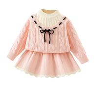 Générique Vetement Fille Ensemble Pull Confortable et Chaud pour Filles Ensemble Sweat Capuche tricoté Demi Jupe Tendance et Mignon pour Filles (3 4 Years)