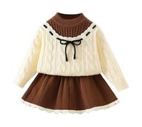 Générique Vetement Fille Ensemble Pull Confortable et Chaud pour Filles Ensemble Sweat Capuche tricoté Demi Jupe Tendance et Mignon pour Filles (White, 5 6 Years)