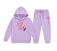 Générique Vetement Fille Hiver Pas Cher Jogging Sweat À Capuche Et pour Garçon Ensemble De Survêtement Bebe Tenues Basket-Ball Garçons Enfant Garcon Carreaux (Violet,2-3 Ans)