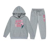 Générique Vetement Fille Hiver Pas Cher Jogging Sweat À Capuche Et pour Garçon Ensemble De Survêtement Bebe Tenues Basket-Ball Garçons Enfant Garcon Carreaux (Grey,3-4 Ans)