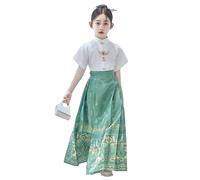 Générique Vetement Fille Robe Chinoise pour Filles,Jupe à tête de Cheval,Style Classique Chinois,Manches Courtes,Costume Ancien
