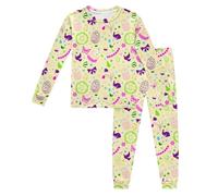 Générique Vetement Maison Enfant à Manches Longues Imprimé Cartoon de Pâques T Shirt et Pantalon Tenue Décontractée pour Enfants(Beige-1, 140)