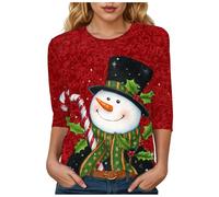 Générique Vêtement Manches 3/4 Festif en Maille Haut Respirant Coupe Standard Le Haut Confortable pour Une Soirée Cocooning en Hiver Ou Un Look Décontracté pour Noël