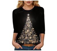 Générique Vêtement Manches 3/4 Festif en Maille Haut Respirant Coupe Standard Le Haut Confortable pour Une Soirée Cocooning en Hiver Ou Un Look Décontracté pour Noël