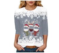 Générique Vêtement Manches 3/4 Hiver Coton Extensible Blouse Décontractée Respirant Humoristique Le Haut Confortable pour Une Soirée Cocooning en Hiver Ou Un Look Décontracté pour Noël