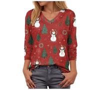 Générique Vêtement Manches 3/4 Thème Fêtes Coton Doux T Shirt Manches Courtes Souple Casual Le Haut Confortable pour Une Soirée Cocooning en Hiver Ou Un Look Décontracté pour Noël