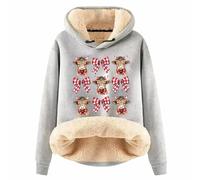 Générique Vêtement Noël Femme Sweat À Capuche Polaire Imprimé Highlander Nœud Papillon Fleuri Hiver Chaud Fête Sweatshirt Casual Femme Sweat Capuche Confortable