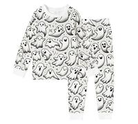 Générique Vêtement Nuit Enfant Garçon Halloween Manches Longues à Dessin DIY Confortable pour Enfants 2 à 10 Ans Tenue Décontracté(White, 5-6) M20