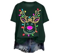 Générique Vêtement Quotidien Thème Fêtes Coton Extensible T Shirt Féminin Léger Coupe Féminine Le Haut Confortable pour Une Soirée Cocooning en Hiver Ou Un Look Décontracté pour Noël