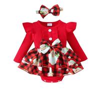 Générique Vêtements de Noël pour bébé, BéBéS Filles Ma PremièRe Robe De NoëL Bébés Filles Tutu Jolie Robe Ensemble Bébé Fille Naissance Combinaison avec Jupe Robes SoiréE | MèRe DéGuisement SoiréE