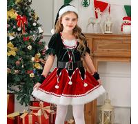 Générique Vêtements de Noël pour bébé, Jupe Fille De NoëL BéBé Filles Robe Rouge DAY8 Robe Fille Cérémonie Princesse Manche Longue Noel Bebes Mon 1er / 2e / 3e Anniversaire en Coton à Manches