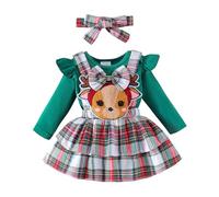 Générique Vêtements de Noël pour bébé, Robe De Noel Enfant Robe NoëL Enfant BéBé Pull Noel Bebe Baby File | avec Tutu Jupe Verte Ensemble Pailleté avec Nœud Papillon, Rouge
