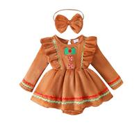 Générique Vêtements de Noël Pour Enfants Combinaison d'hiver à manches longues pour filles avec bandeau en tricot doux bébé,tout-petit et nourrisson(Coffee,0-3 Mois)