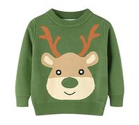 Générique VêTements de NoëL pour Enfants Tout-Petits garçons Filles noël imprimé Chaud Pull tricoté à Manches Longues Hauts Tricots Cardigan Manteau(Green,2-3 Ans)